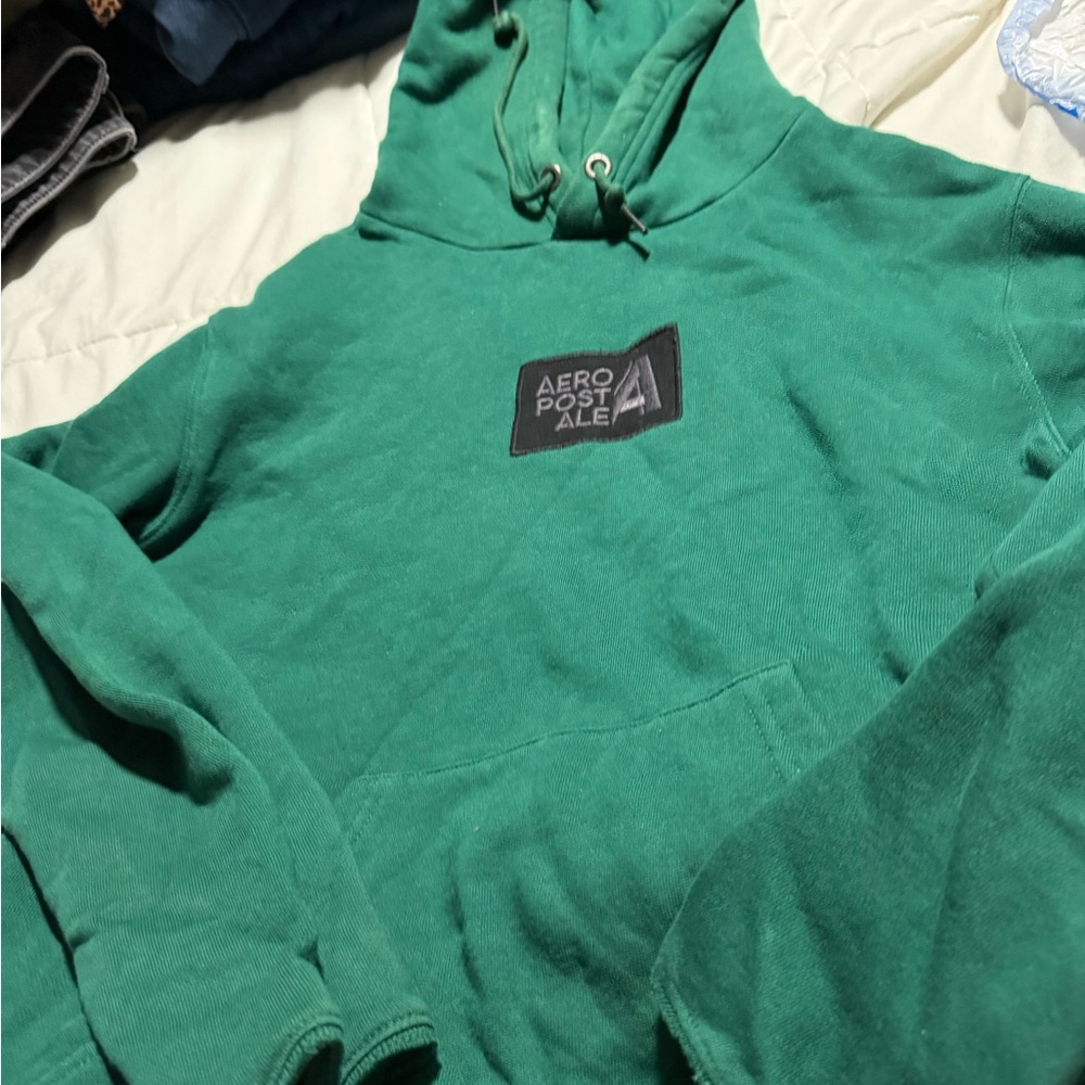 Aeropostale Men's Green Pullover Hoodie